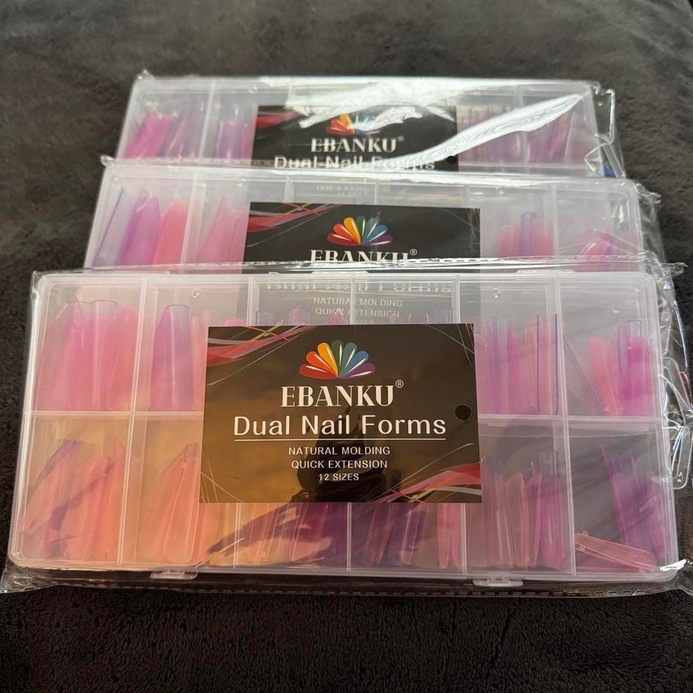 Lot of 3 EBANKU Dual Nail Forms Quick Extension 12 Sizes 96pcs Reusable Molds